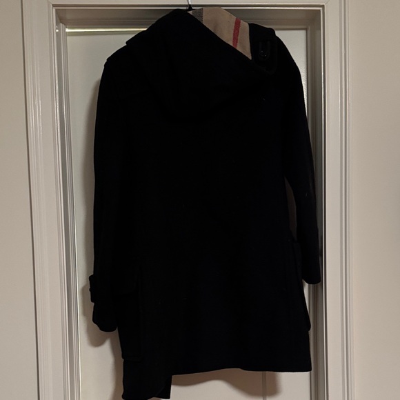 Burberry Black wool Trench Coat with Check Lining - Picture 2 of 9